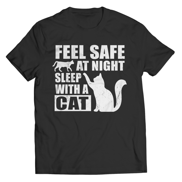 Feel Safe At Night Sleep With A Cat Shirts and Hoodies