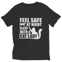 Feel Safe At Night Sleep With A Cat Lady Shirts and Hoodies