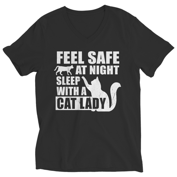 Feel Safe At Night Sleep With A Cat Lady Shirts and Hoodies