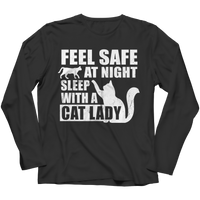 Feel Safe At Night Sleep With A Cat Lady Shirts and Hoodies