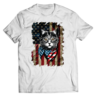 Cat American Flag 100% Cotton T-shirt