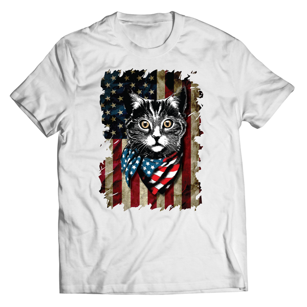 Cat American Flag 100% Cotton T-shirt