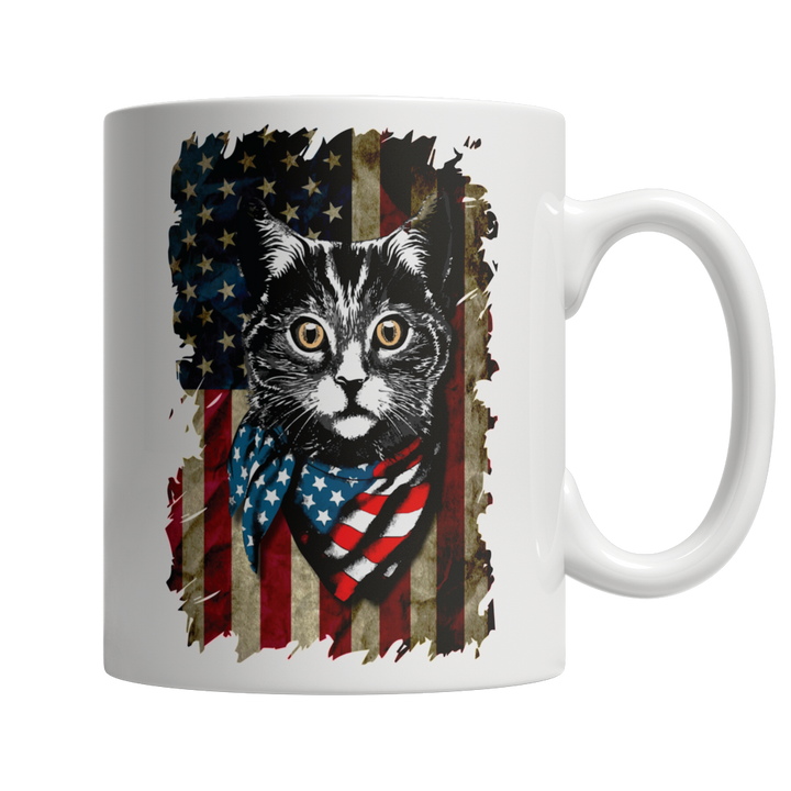 Cat American Flag Cat Mug